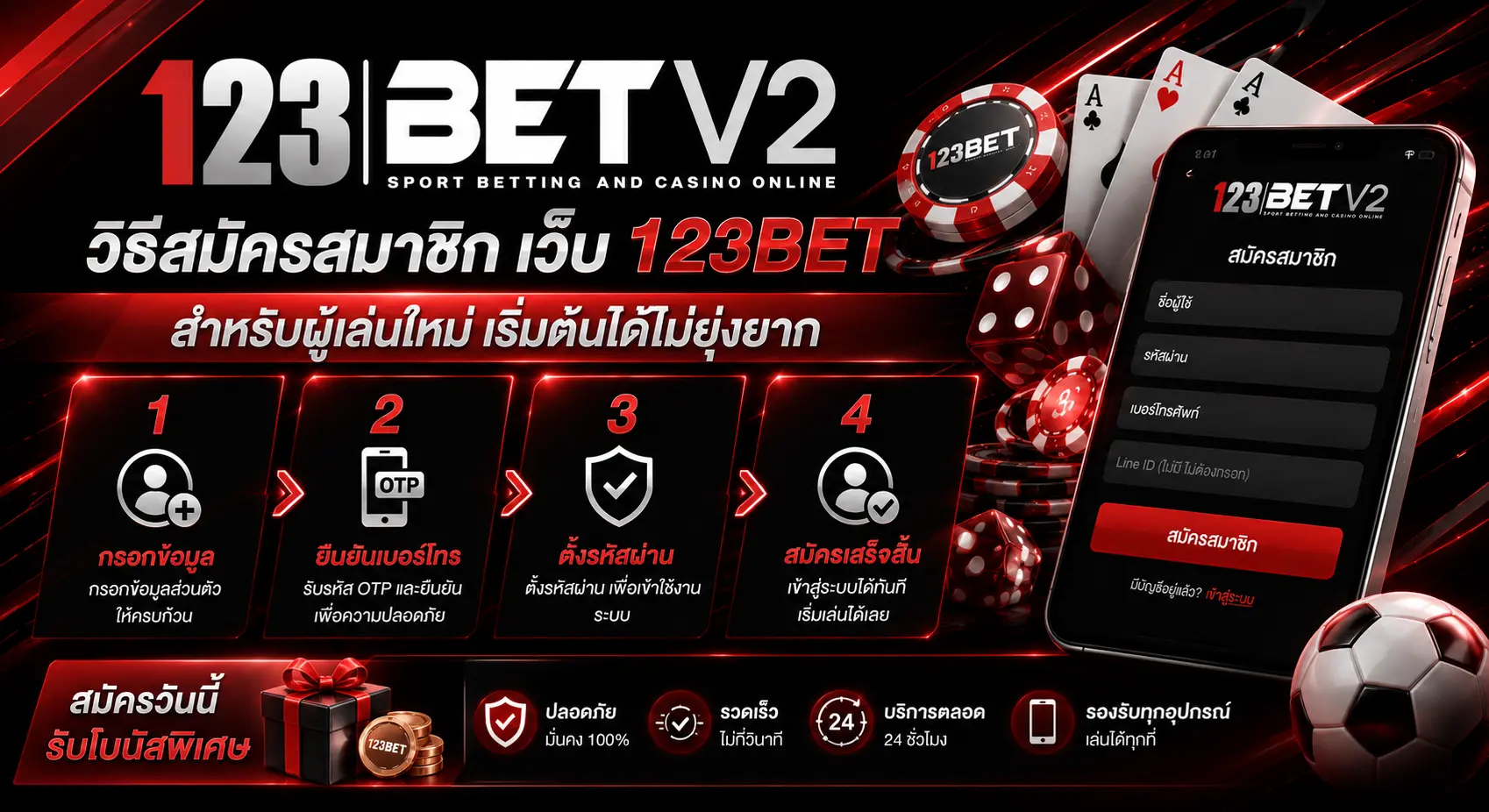 วิธีสมัครสมาชิก เว็บ 123BET